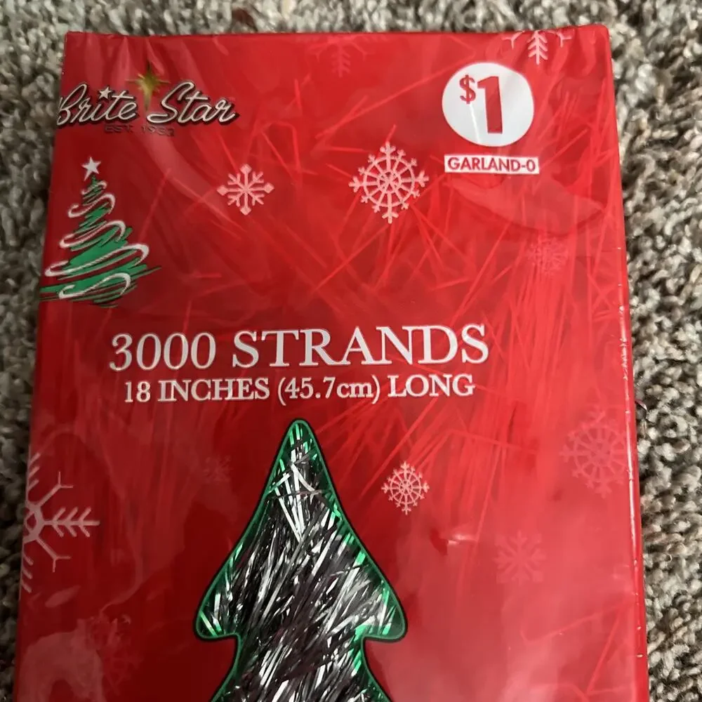 Lot Of 12 Vintage Bright Star Silver Icicles Tinsel 36,000 Strands NOS